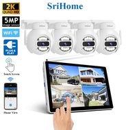 5MP SriHome NVR WiFi Touch Screen Monitor + 4pc 2K PTZ Camera Night Vision 2-Way Audio NVS010-IPC047