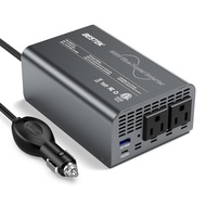 400W Pure Sine Wave Power Inverter - DC 12V to 110V AC Converter, Fast Car Charger Adapter with 30W 
