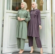 PROMO!!! ONE SET JUMBO LONG TUNIK RAYON CRINKLE SET CANTIK LONG TUNIK WANITA POLOS MODEL TRENDY 2022