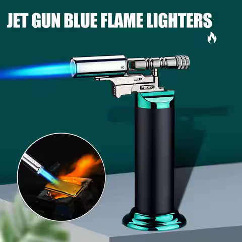 Spray Gun Inflatable Lighter Strong Blue Flame Adjustable Flame Size 360° Inverted Use Outdoor Home 