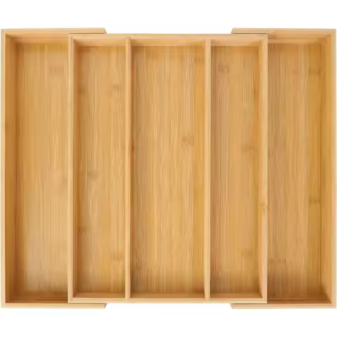 Expandable Bamboo Kitchen Drawer Organizer,Adjustable Cutlery Holder and Cutlery Tray Organizer,Draw