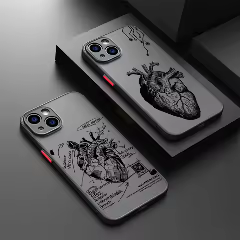 Creative Cardiovascular Model Heart Phone Case for iPhone 16 Pro 11 12 Mini 13 14 Pro 15 Pro Max 7 8