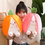 Cute flip strawberry carrot rabbit doll toy, size 30cm, soft material