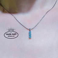 Kc 0.8 small noodle necklace and cylindrical face with 3 cz diamond beads M096