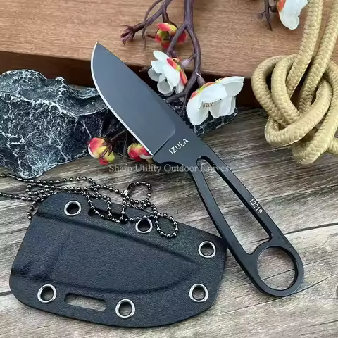 IZULA Utility Pocket Fixed Blade Knife with Sheath Everyday Carry Outdoor Camping Tactical Tool Bush