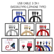 Cable USB Cable Android Fast Charging Cable 3 In 1 Cable / USB Cable 3in1 Cable Charger Android
