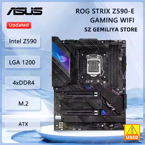 ASUS ROG STRIX Z590-E GAMING WIFI Motherboard Intel Z590 LGA 1200 M.2 ATX support Core i3-10100 i3-1