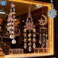Crystal Wind Chime Star Moon Sun Prism Catchers Shop Home Garden Hanging Pendant Ornament Decor Raya