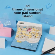 3D Memo Pad Santorini Beach Calendar Architecture Note Book with Light Creative Gift Paper C