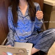 ชุดนอนใหม่ของผู้หญิงชุดนอนหวานแหวววแขนยาวสำหรับฤดูใบไม้ผลิและฤดูใบไม้ร่วงชุดใส่อยู่บ้านสำหรับผู้หญิง
