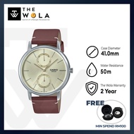 Casio Mens Analog Watch MTP-B310L-9AV Brown Genuine Leather Band Watch for men (TWP-01)