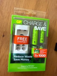 全新GP charge 4粒充電池連充電器 $50