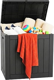 Relaxdays Garden Box, Seat Cushion, Tool, H x W x D: 53 x 56 x 43 cm, 118 L, Weatherproof and UV-Res