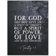 2 Timothy 1:7 Spirit of Power, Love and of Self Discipline Christian Bible Verse Quote Scripture Typ