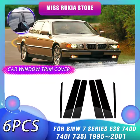 Car Window Trim Cover for BMW 7 Series E38 740d 740i 735i 1995~2001 1996 Black Molding Pillar Posts 