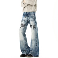 Unique style flared jeans, fading effect for men
