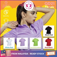 Quick Dry Short Sleeve Plain T-shirt Female/Lady Microfibre Women Baju perempuan Oren Zip Neck ready