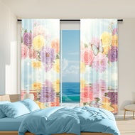 2pcs, 2D flat printing Curtain flower 100% Polyester,Without Electricity Party Decorations Applies t