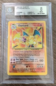 Pokemon Card 1999 Base Unlimited #4 Charizard Holo R BGS 8