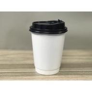 50 paper cups, 9oz (270ml) paper cups with black lid