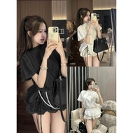 S754 SET 2 BIGSIZE T-SHIRT + LACE LEVEL SKIRT Piece