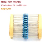 100PCS/LOT 1/4W 1R~22M 1% Metal film resistor 100R 220R 1K -10K 22K 47K 100K 100 220 1K5 2K2 4K7 ohm