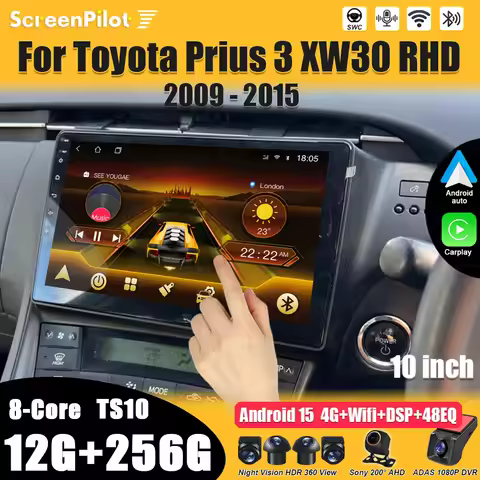 For Toyota XW30 Prius 3 2009 -2014 2015 Android 15 RHD Car Radio Stereo Head Unit Wireless Android A