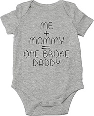 Crazy Bros Tees Me + Mommy = One Broke Daddy - Diapers to Dollars - Funny One-piece Infant Baby Body