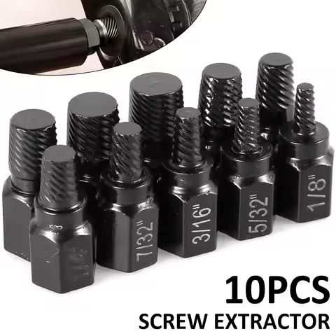 10Pcs Screw Extractor Kit Steel Damaged Screw Remover Broken Bolt Remover Damaged Screw Extractor To
