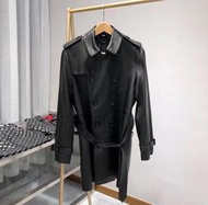 【RP精品】BURBERRY 羔羊皮 中長版 黑色 皮大衣 皮衣 外套