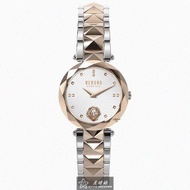 VERSUS VERSACE手錶，編號VV00365，32mm玫瑰金芒星精鋼錶殼，白色中二針顯示錶面，金銀相間精鋼錶帶款_廠商直送