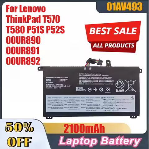 2100mAh High-Quality 01AV493 SB10L84121 Laptop Battery for Lenovo ThinkPad T570 T580 P51S P52S 00UR8