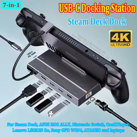 M2 SSD NVME HUB USB-C Docking Station HDMI 4K 60HZ For Steam Deck ASUS ROG ALLY Nintendo Switch OneX