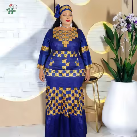 H&D 2026 Plus Size African Dresses for Woman Embroidery Traditional African Wedding Dresses Original