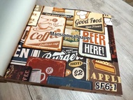 WALLPAPER DINDING MURAH CAFE COFFEE KORAN GRAFITI WARNA VINTAGE RETRO - TOKOASMA