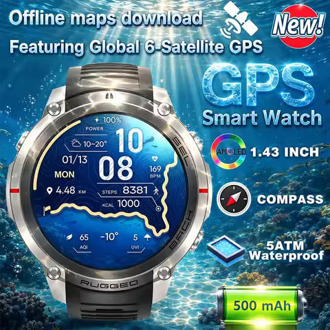 2026 New DM59 6 -Satellite GPS Smart Watch 5ATM Waterproof 500MAH 1.43" HD AMOLED Bluetooth call Out