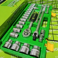 MATA Socket Wrench Set 24 Pcs Pvc Tekiro Hand Socket Bits 24Pcs Plastic Box 6pt 1/ 2inch Socket Wren