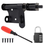 6 inch F Type 304 Stainless Steel Door Latches with Padlock Hole, 4 Digit Resettable Waterproof Padl