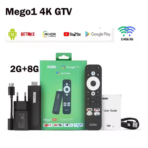 TV Stick Mecool MeGo1 Realtek RTD1325 Gogle Netflx Certified 4K HD 2.4G+5G 2T2R WIFI 2G 8G Android 1