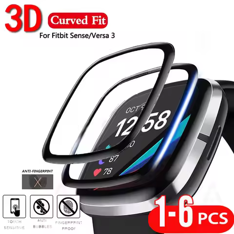 Screen Protector For Fitbit Versa 3 3D Curved Soft Edge Clear Cover Protective Films For Fitbit Sens