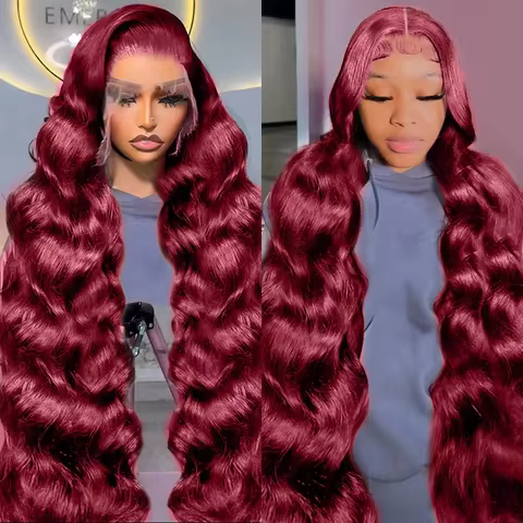 99J Burgundy Lace Frontal Wig 13x6 Body Wave Lace Front Wig HD Transparent Lace Frontal Wig Human Ha