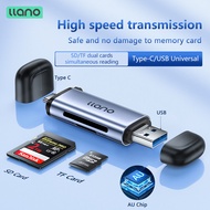 LLANO Card Reader Type-C USB 3.0 SD TF Micro SD Memory Card Reader with dual-interface Support Simultaneous Reading for PC Phone Tablet