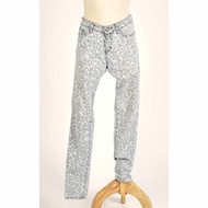 (Secondhand) Good Condition Gray Stretch Jeans Tiger Print Brand Fox