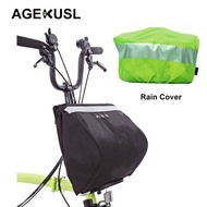 AGEKUSL Bike Basket Bag Front Rack Pack Carrier Bags With Rain Cover                                                                                                                                            For Brompton Bicycle