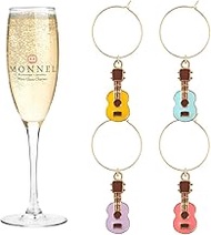 MONNEL P523 Assorted Little Music Guitar Wine Charms Glass Markers Tags for Party Decorations with V