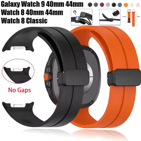 Silicone Strap for Samsung Galaxy Watch 8 9 40mm 44mm Magnetic Buckle Watchband for Samsung Galaxy W