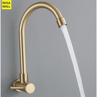 Kitchen Basin Faucet Solid Stainless Steel 304 Sink Faucet Single Cold Water Sink Tap Wall Mount Washbasin Gold Tap