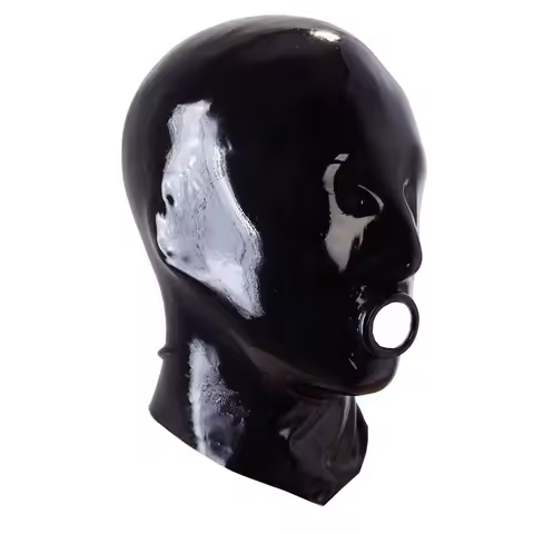 Latex Hood Mask All Inclusive Latex Hood Open Mouth Unisex Full-face Hood Mask Cover Club Wear Costu