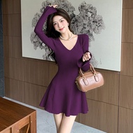 Women Women's Clothing-One-Piece Dress-One-Piece Dress-One-Piece Dress-Threaded-Autumn Winter Dress-