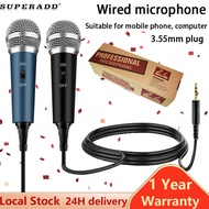 【Ready Stock Malaysia】black blue MIC Wired Microphone Karaoke   3.55mm System  Portable Mic Speaker KTV Music Singing Mikrofon